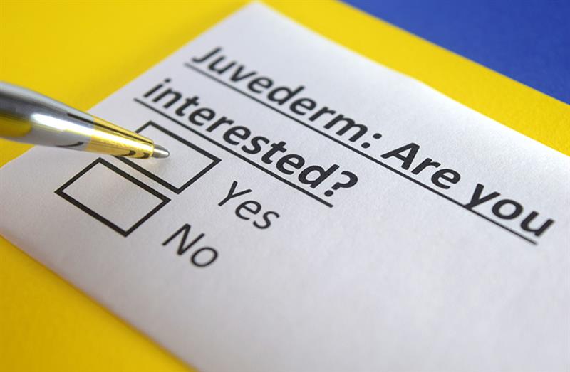 Juvederm interest survey card, close-up