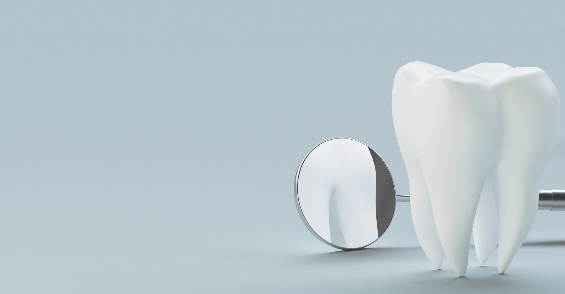 Illustration of tooth with mouth mirror 3d